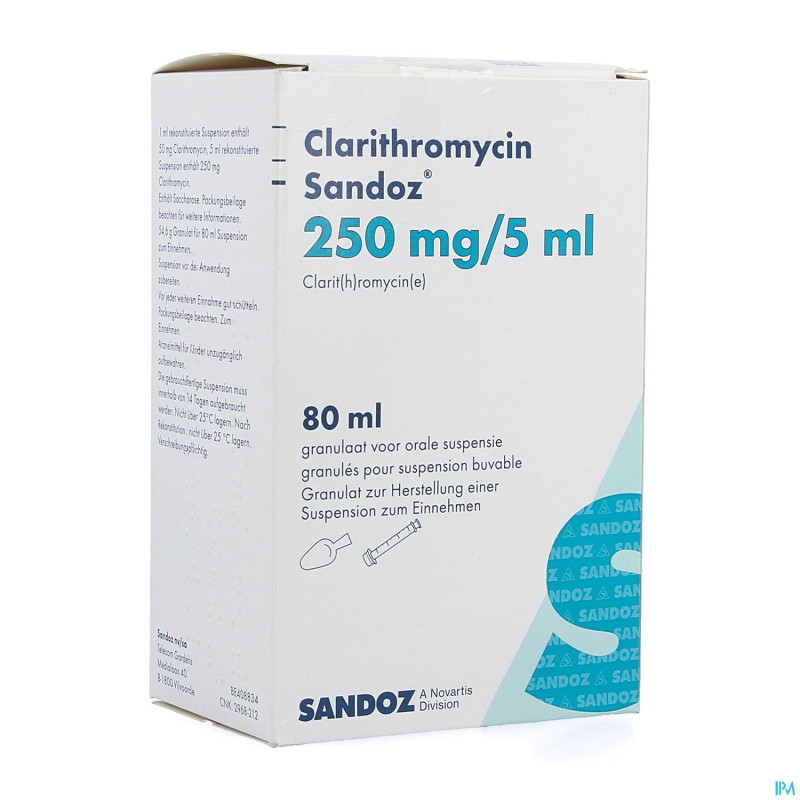 Clarithromycin sandoz gran susp or  80ml 250mg/5ml