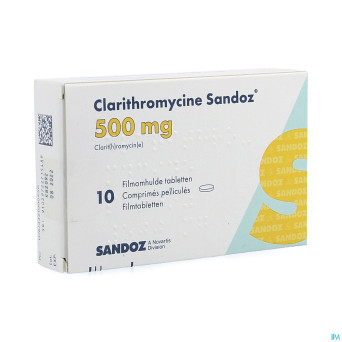 Clarithromycine sandoz 500 mg comp pell 10