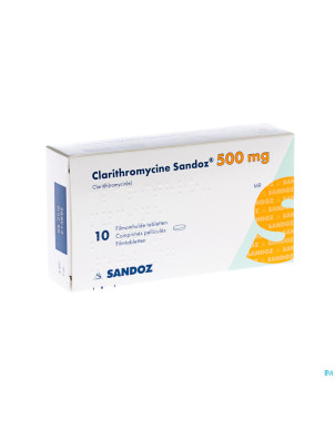 Clarithromycine sandoz 500 mg comp pell 10
