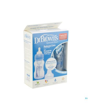Dr brown biberon 2x240ml pp bleu    escos