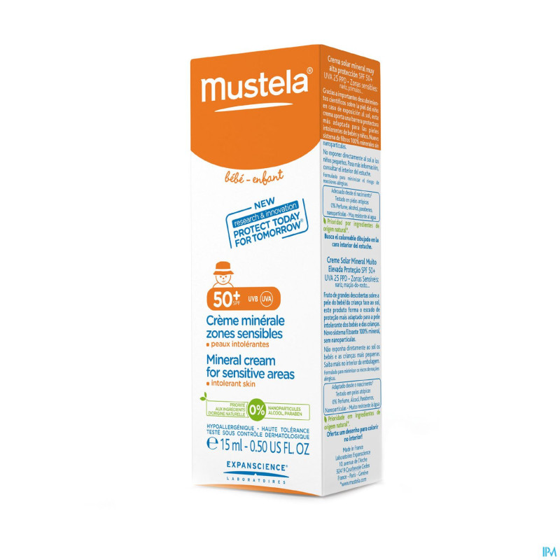 Mustela sol creme minerale zone sensible 50+ 15ml