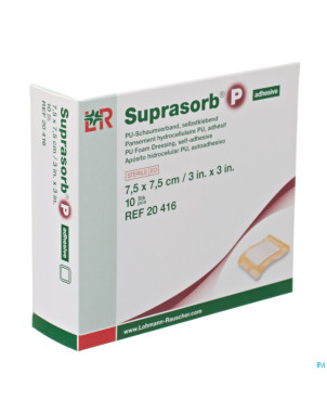 Suprasorb p mousse pu adh wcl  7,5x 7,5cm 10 20416
