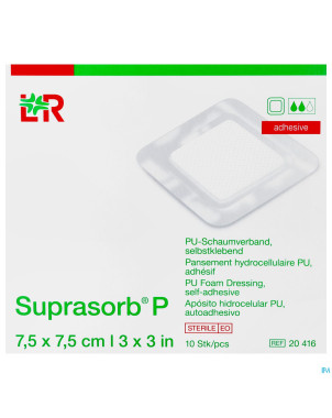 Suprasorb p mousse pu adh wcl  7,5x 7,5cm 10 20416