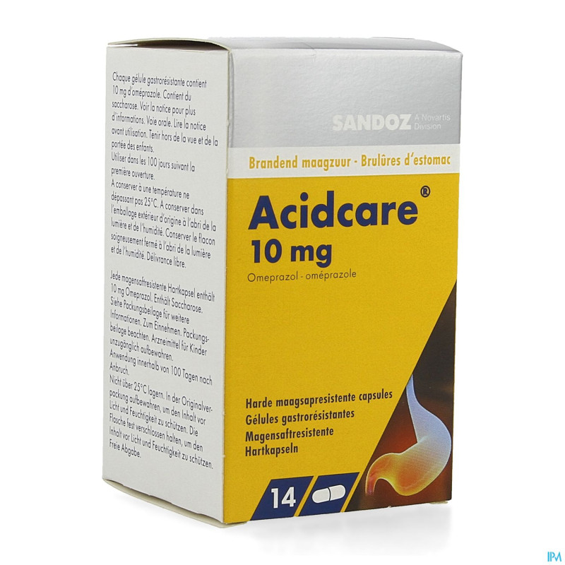 Acidcare 10 mg sandoz caps gastro res 14 x 10 mg