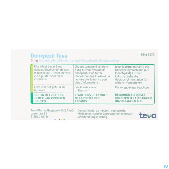 Donepezil teva  5,0 mg comp enrobe 28x  5,0 mg