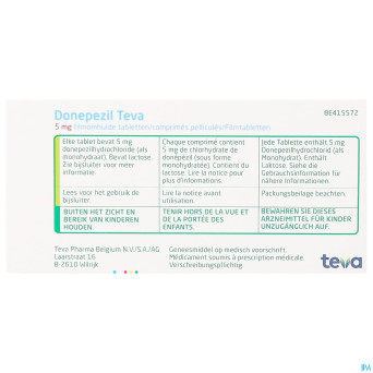 Donepezil teva  5,0 mg comp enrobe 28x  5,0 mg