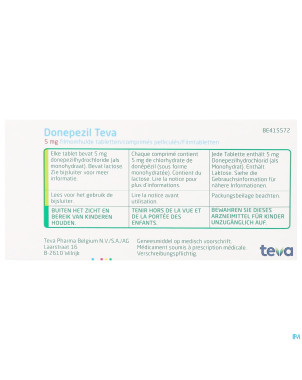 Donepezil teva  5,0 mg comp enrobe 28x  5,0 mg