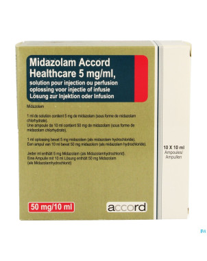 Midazolam accord 5mg/ml sol inj amp 10x10ml