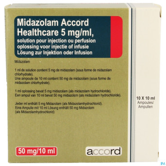 Midazolam accord 5mg/ml sol inj amp 10x10ml