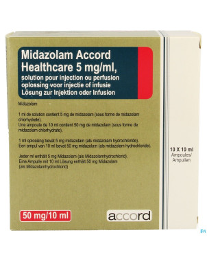 Midazolam accord 5mg/ml sol inj amp 10x10ml