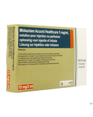 Midazolam accord 5mg/ml sol inj amp 10x 3ml