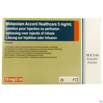 Midazolam accord 5mg/ml sol inj amp 10x 3ml