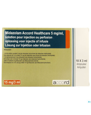 Midazolam accord 5mg/ml sol inj amp 10x 3ml