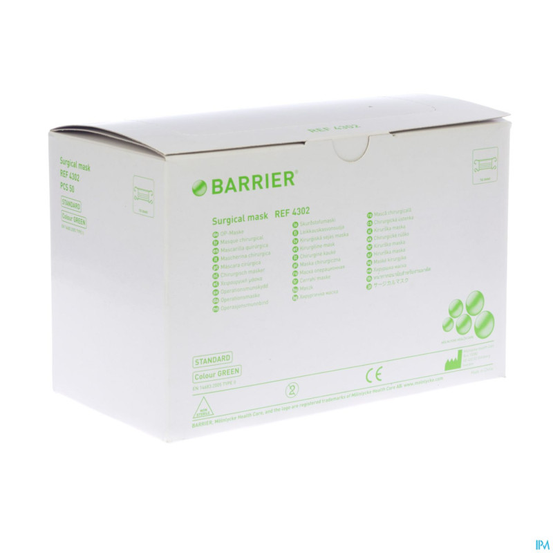 Barrier surgical masque vert 100