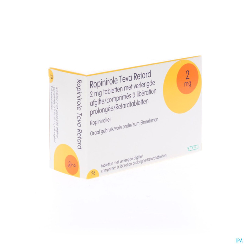 Ropinirol teva 2 mg comp pell  28 x 2 mg