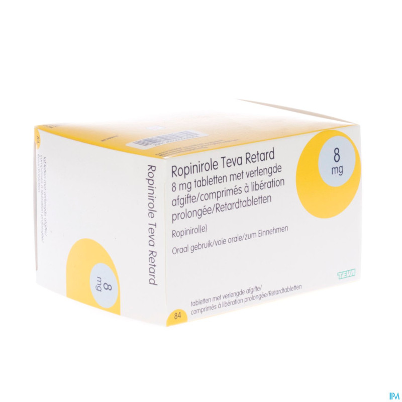 Ropinirol teva 8 mg comp pell  84 x 8 mg
