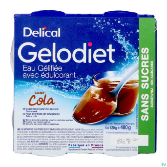 Gelodiet eau gel. edulcorant cola pot 4x120g