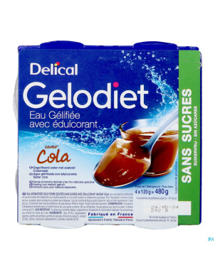 Gelodiet eau gel. edulcorant cola pot 4x120g