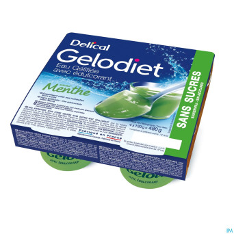 Gelodiet eau gel. edulcorant menthe pot 4x120g