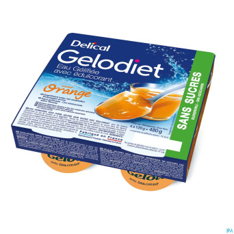 Gelodiet eau gel. edulcorant orange pot 4x120g