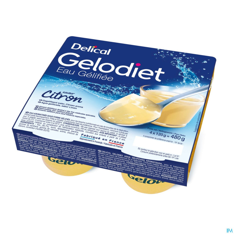 Gelodiet eau gel. sucree citron pot 4x120g
