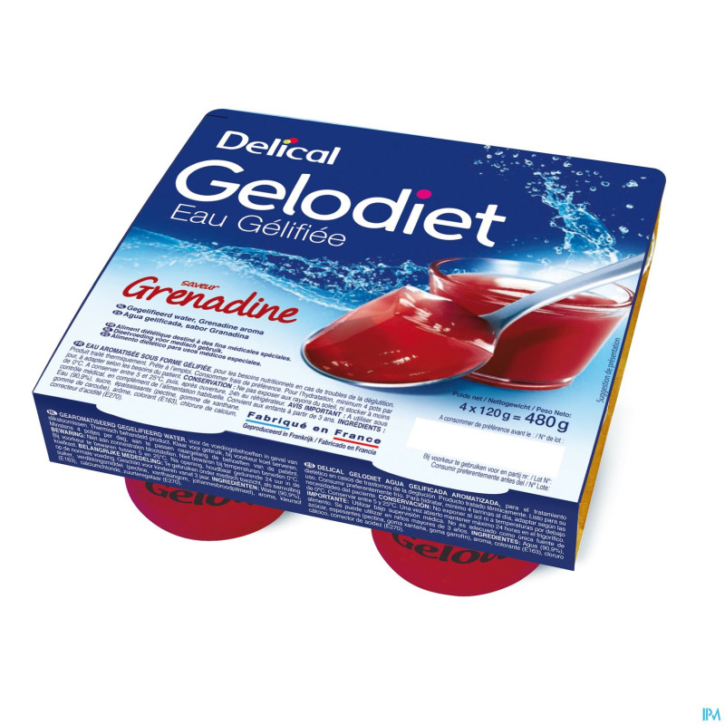 Gelodiet eau gel. sucree grenadine pot 4x120g