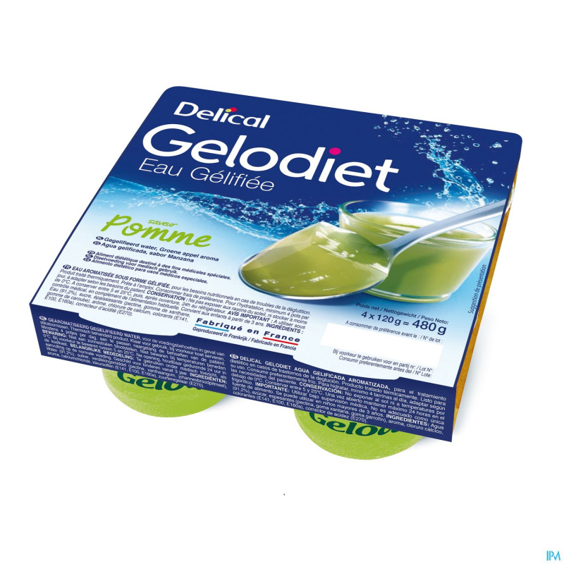 Gelodiet eau gel. sucree pomme verte pot 4x120g