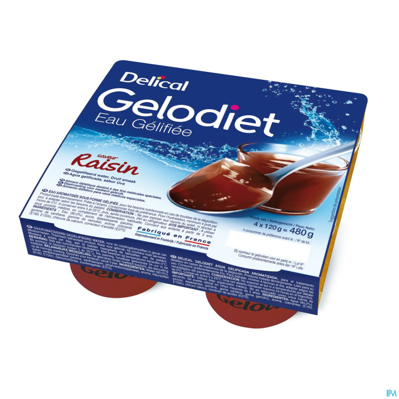 Gelodiet eau gel. sucree raisin  pot 4x120g
