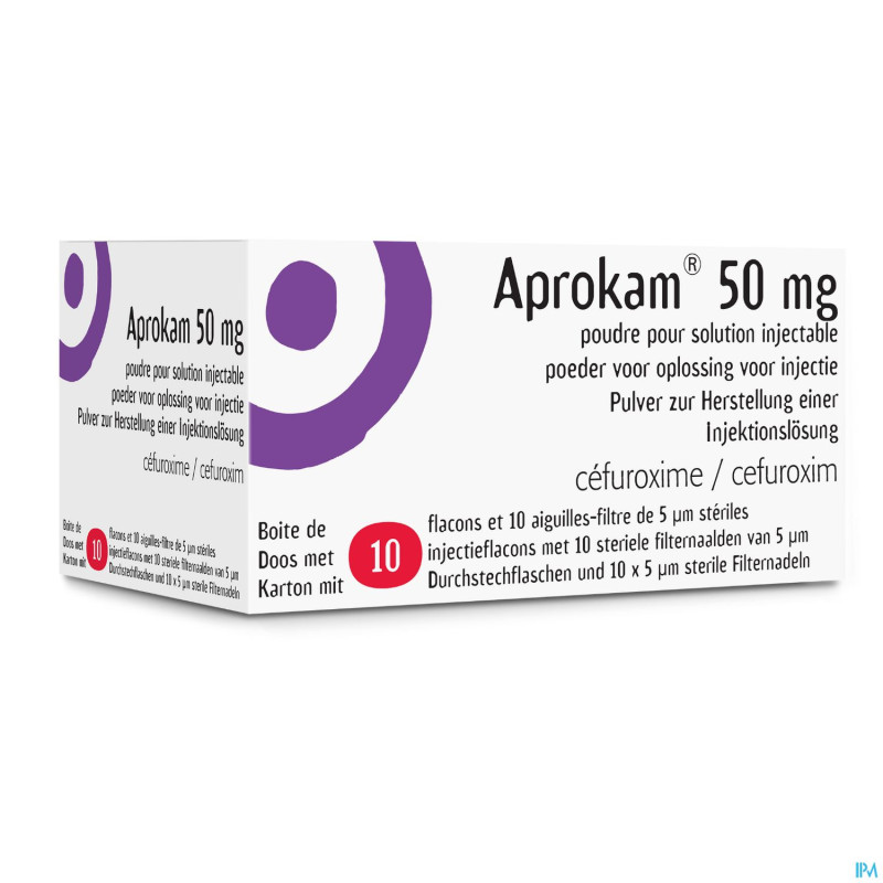 Aprokam 50 mg pulv sol inj 10x50mg fl verre type i