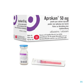 Aprokam 50 mg pulv sol inj 10x50mg fl verre type i
