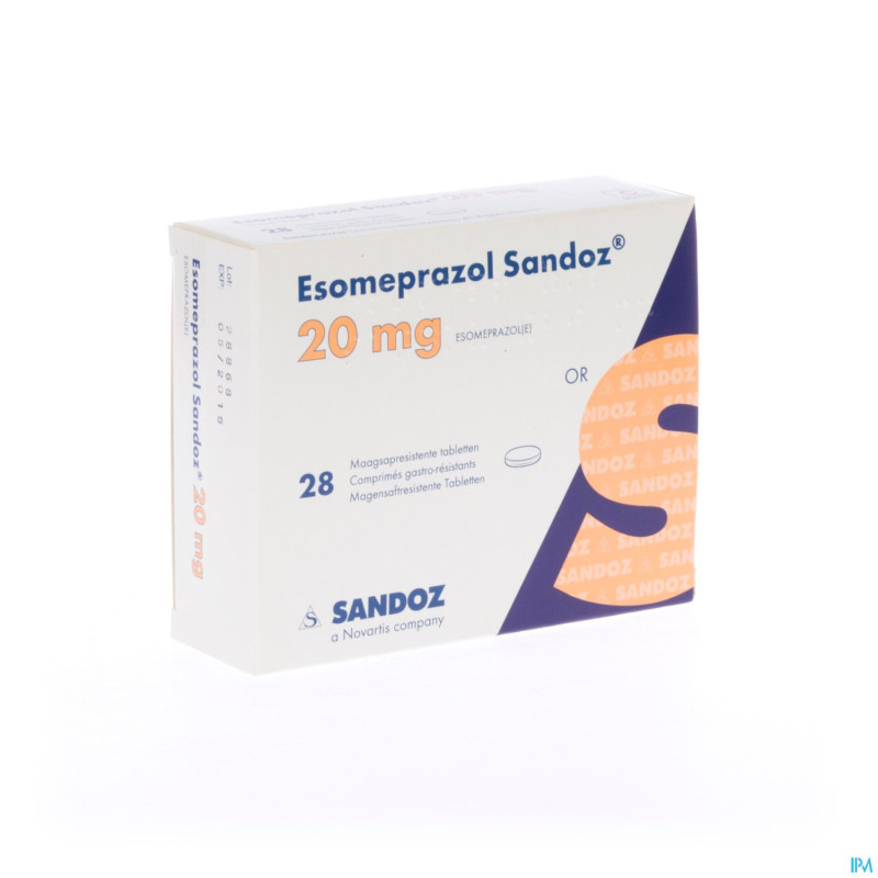 Esomeprazole sandoz 20mg comp gastro res 28