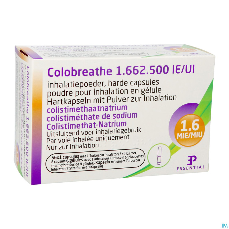 Colobreathe 1 662 500 ui poudre pr inhal gel 4x14
