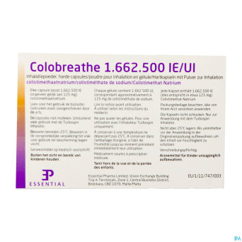Colobreathe 1 662 500 ui poudre pr inhal gel 4x14