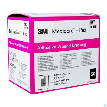 Medipore + pad 3m    6x10,0cm 50 3564e