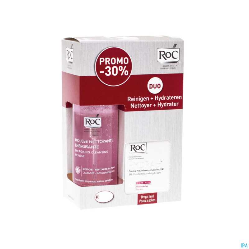 Roc hydra+ riche 40ml + mousse nett energ 150ml