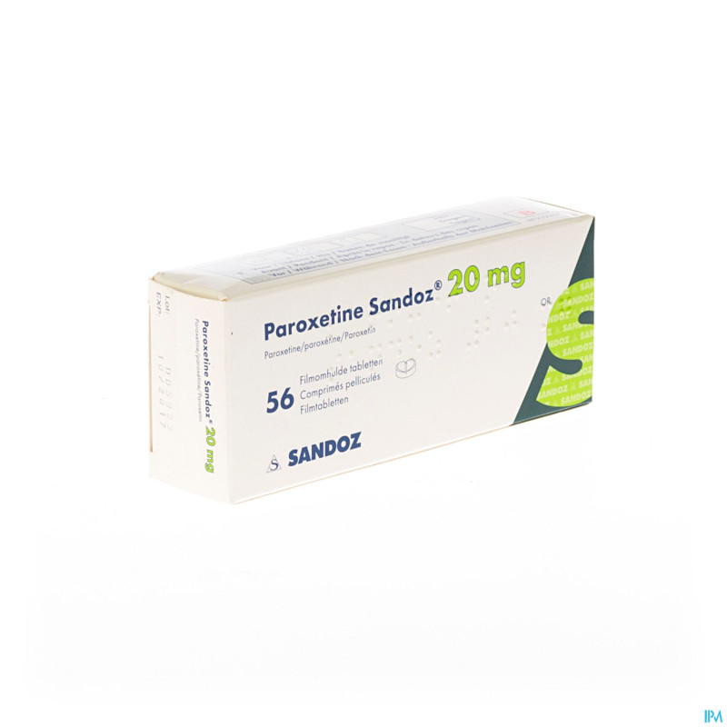 Paroxetine 20 mg sandoz c0mp pell 56 x 20 mg