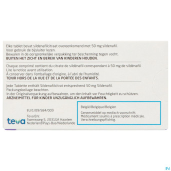 Sildenafil teva  50mg comp pell 4x 50mg