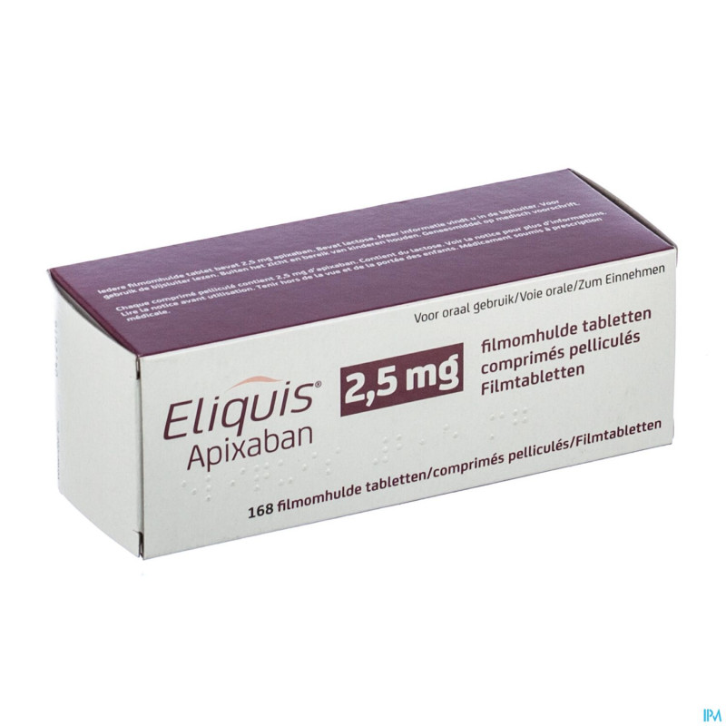 Eliquis 2,5 mg comp pell 168 x 2,5 mg