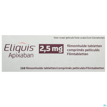 Eliquis 2,5 mg comp pell 168 x 2,5 mg