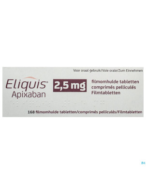 Eliquis 2,5 mg comp pell 168 x 2,5 mg