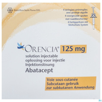 Orencia 4 ser prerempl 1 ml sol inj 125 mg