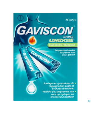 Gaviscon advance menthe ud susp buv.  sach 48x10ml