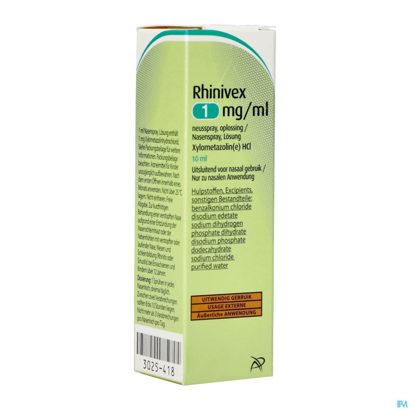 Rhinivex 1mg/ml spray nasal sol 10ml