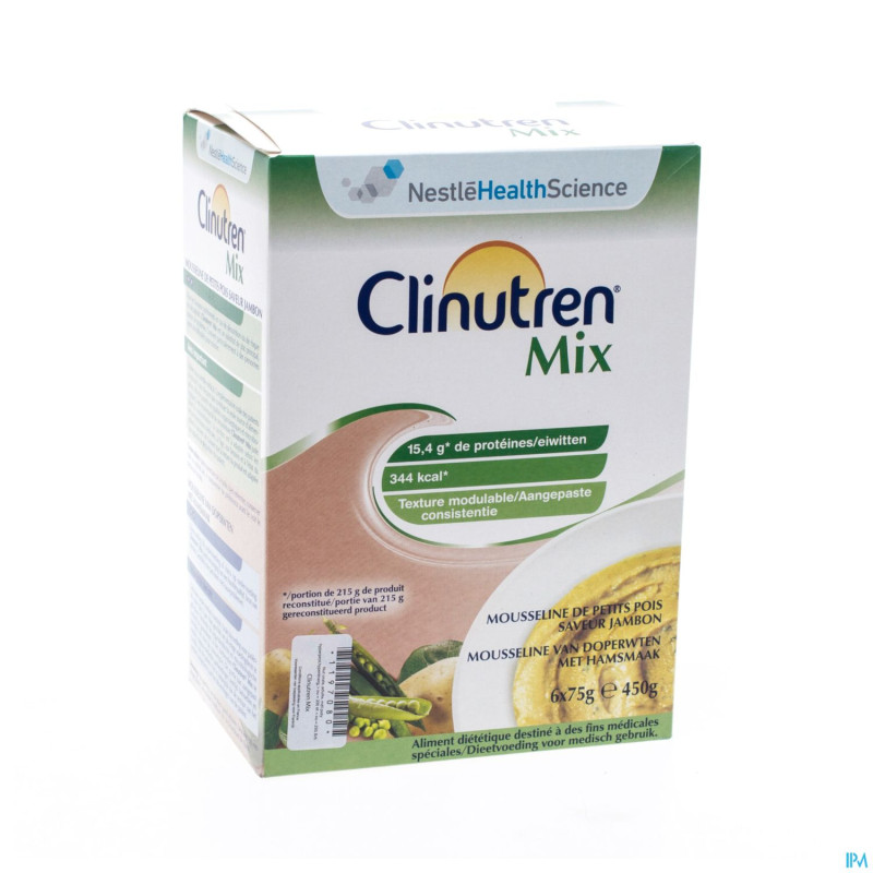 Clinutren mix jambon-petit pois nf    sach 6x75g