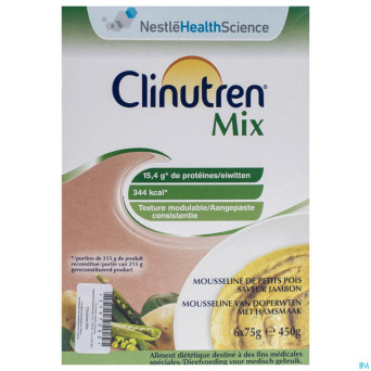 Clinutren mix jambon-petit pois nf    sach 6x75g