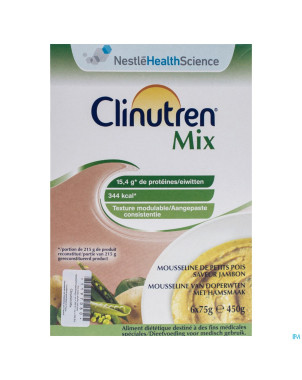 Clinutren mix jambon-petit pois nf    sach 6x75g