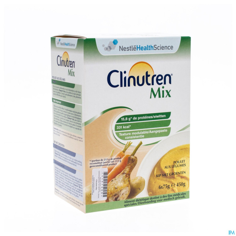 Clinutren mix poulet-legumes nf    sach 6x75g