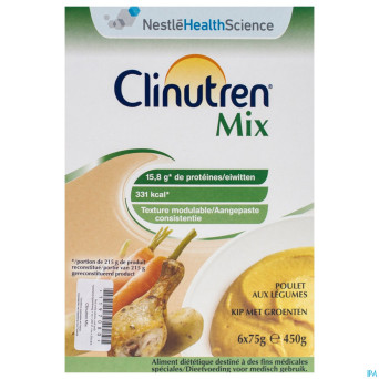Clinutren mix poulet-legumes nf    sach 6x75g