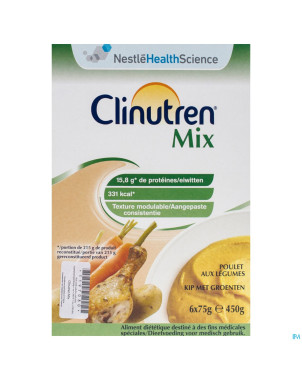 Clinutren mix poulet-legumes nf    sach 6x75g