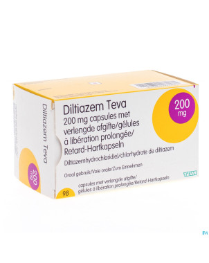 Diltiazem teva 200mg caps  98x200mg